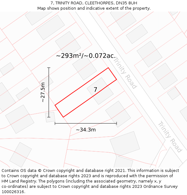 7, TRINITY ROAD, CLEETHORPES, DN35 8UH: Plot and title map