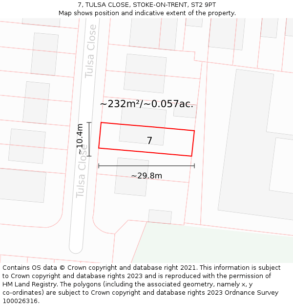 7, TULSA CLOSE, STOKE-ON-TRENT, ST2 9PT: Plot and title map