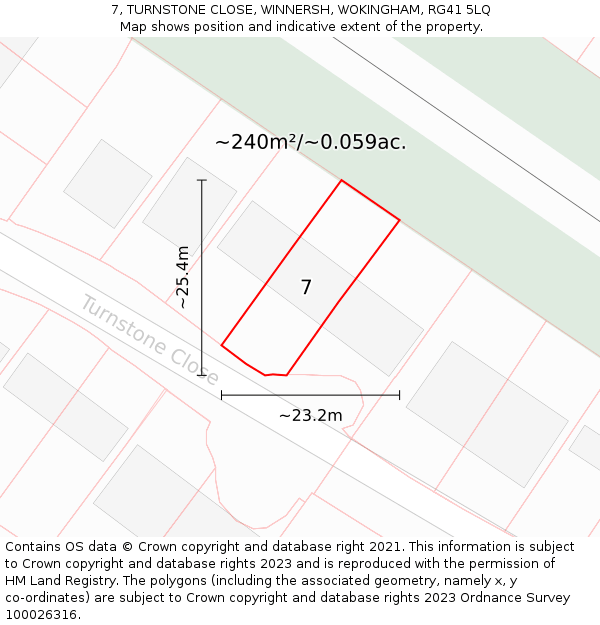 7, TURNSTONE CLOSE, WINNERSH, WOKINGHAM, RG41 5LQ: Plot and title map