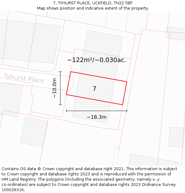 7, TYHURST PLACE, UCKFIELD, TN22 5BF: Plot and title map