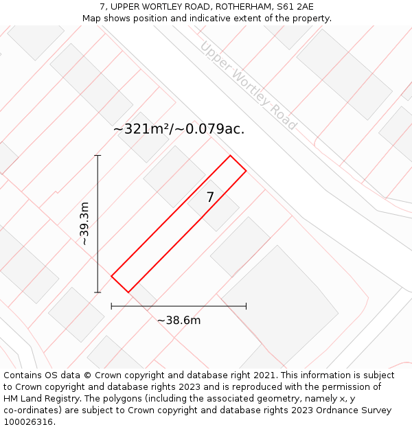 7, UPPER WORTLEY ROAD, ROTHERHAM, S61 2AE: Plot and title map