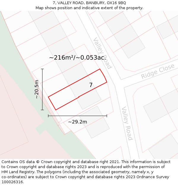 7, VALLEY ROAD, BANBURY, OX16 9BQ: Plot and title map