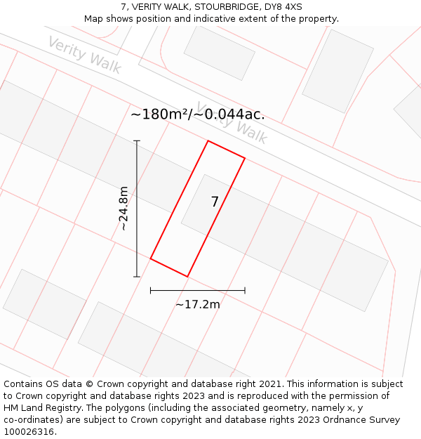 7, VERITY WALK, STOURBRIDGE, DY8 4XS: Plot and title map