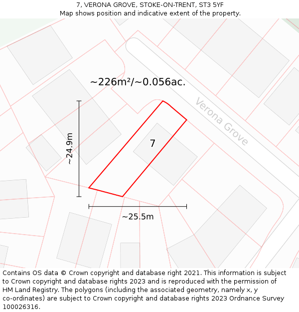 7, VERONA GROVE, STOKE-ON-TRENT, ST3 5YF: Plot and title map