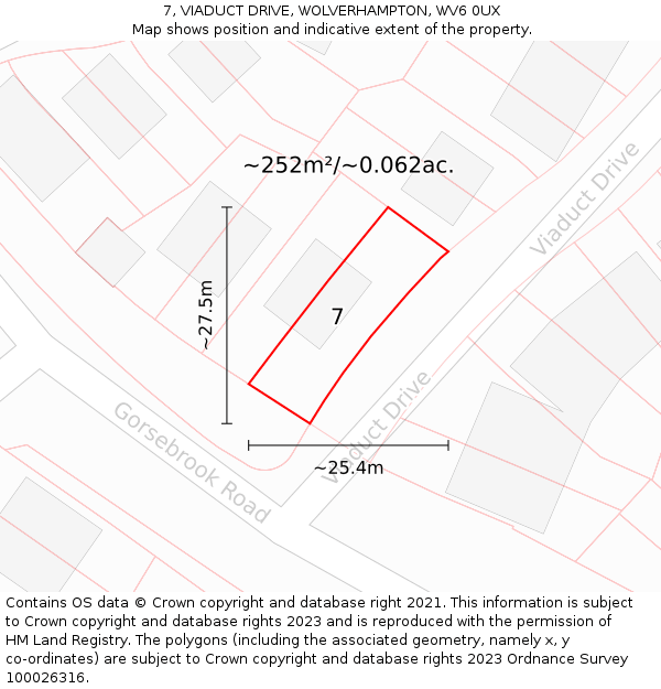 7, VIADUCT DRIVE, WOLVERHAMPTON, WV6 0UX: Plot and title map