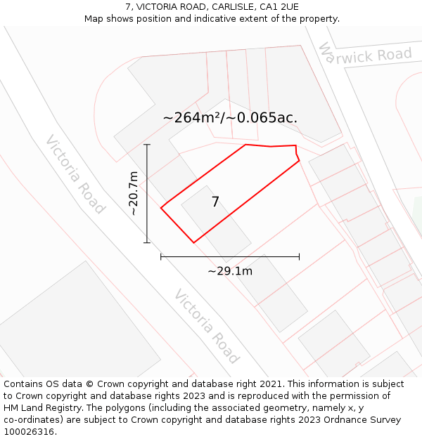 7, VICTORIA ROAD, CARLISLE, CA1 2UE: Plot and title map