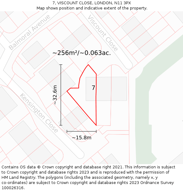 7, VISCOUNT CLOSE, LONDON, N11 3PX: Plot and title map