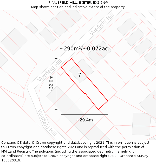 7, VUEFIELD HILL, EXETER, EX2 9NW: Plot and title map