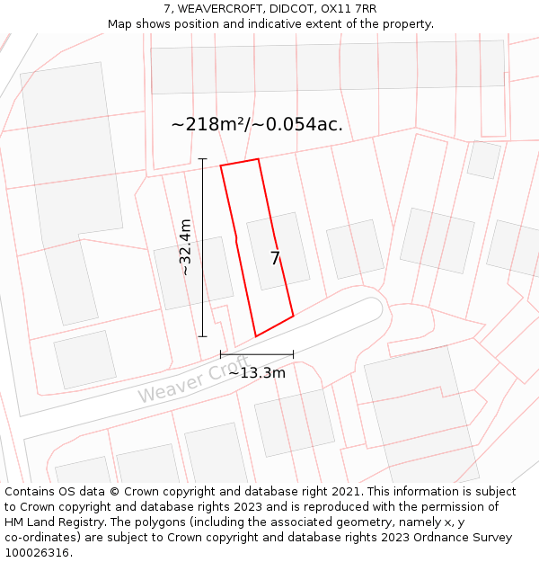 7, WEAVERCROFT, DIDCOT, OX11 7RR: Plot and title map