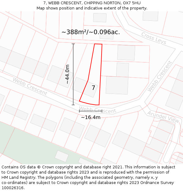 7, WEBB CRESCENT, CHIPPING NORTON, OX7 5HU: Plot and title map