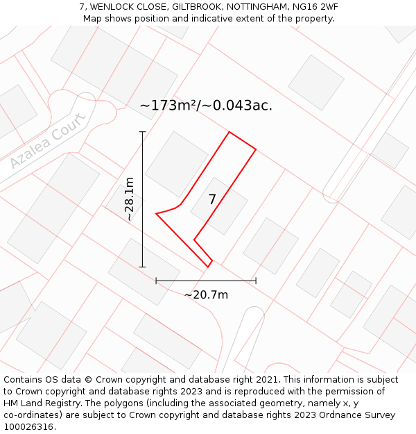 7, WENLOCK CLOSE, GILTBROOK, NOTTINGHAM, NG16 2WF: Plot and title map