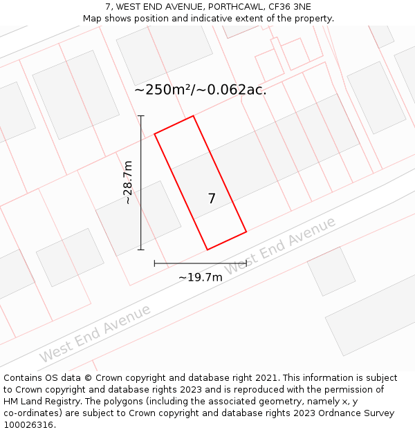 7, WEST END AVENUE, PORTHCAWL, CF36 3NE: Plot and title map