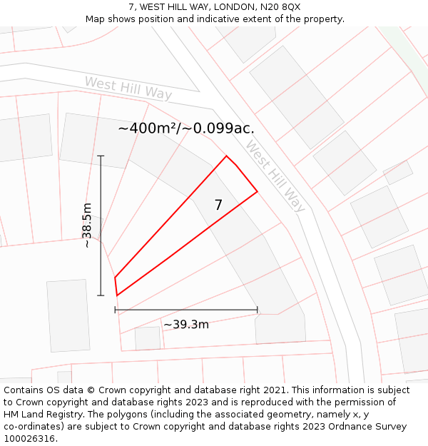 7, WEST HILL WAY, LONDON, N20 8QX: Plot and title map