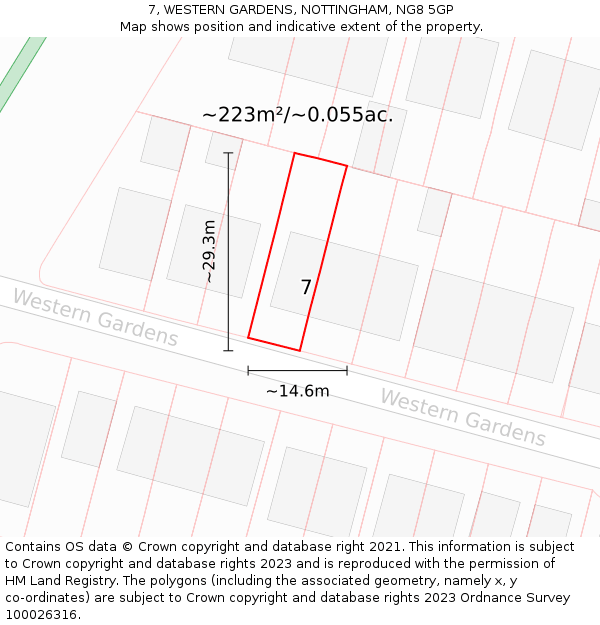 7, WESTERN GARDENS, NOTTINGHAM, NG8 5GP: Plot and title map