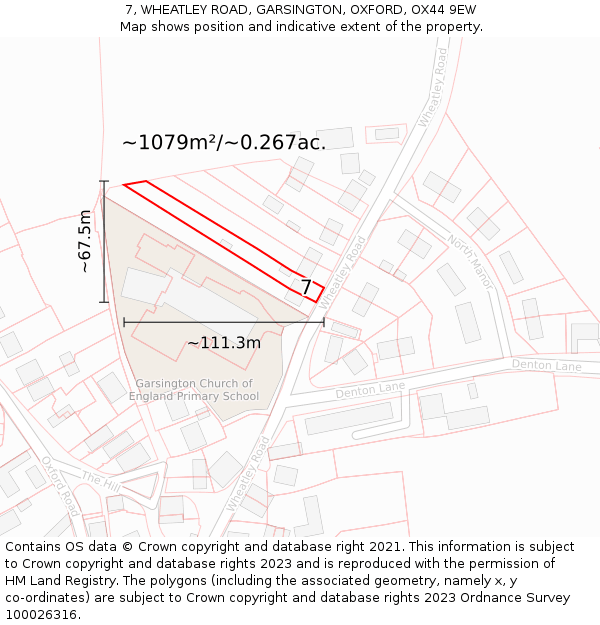 7, WHEATLEY ROAD, GARSINGTON, OXFORD, OX44 9EW: Plot and title map
