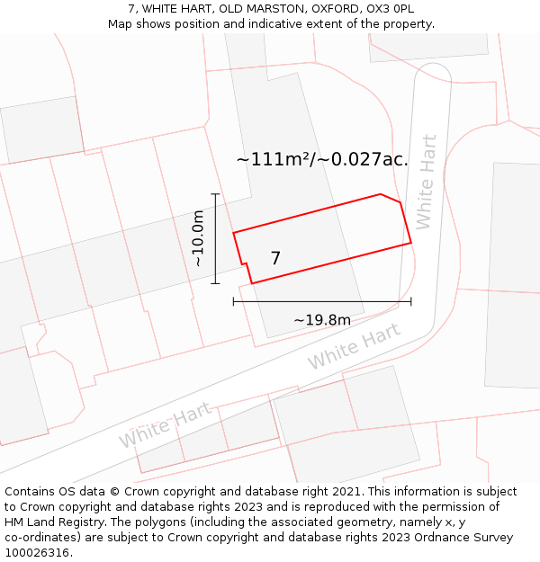 7, WHITE HART, OLD MARSTON, OXFORD, OX3 0PL: Plot and title map