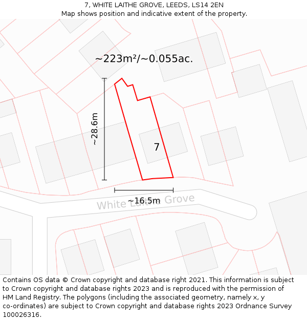7, WHITE LAITHE GROVE, LEEDS, LS14 2EN: Plot and title map