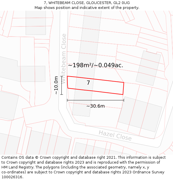 7, WHITEBEAM CLOSE, GLOUCESTER, GL2 0UG: Plot and title map