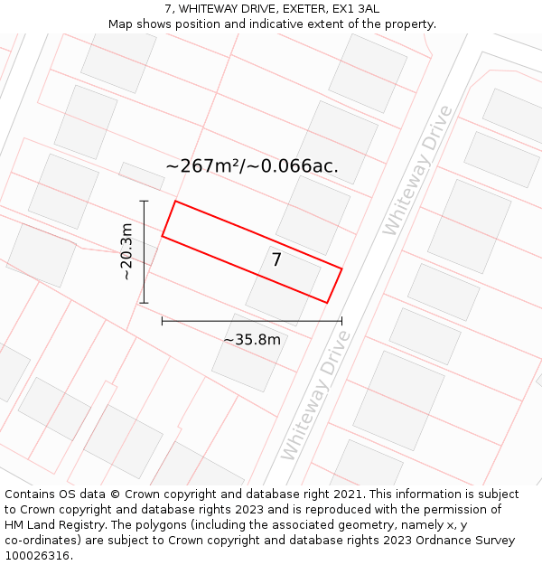 7, WHITEWAY DRIVE, EXETER, EX1 3AL: Plot and title map