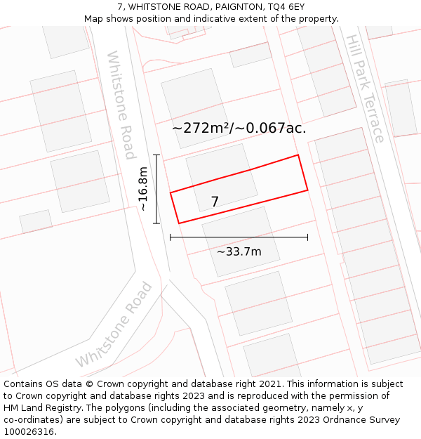 7, WHITSTONE ROAD, PAIGNTON, TQ4 6EY: Plot and title map