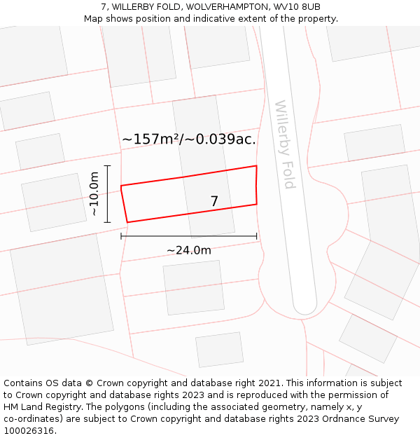7, WILLERBY FOLD, WOLVERHAMPTON, WV10 8UB: Plot and title map