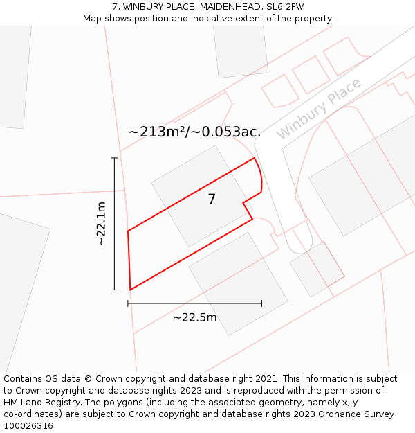 7, WINBURY PLACE, MAIDENHEAD, SL6 2FW: Plot and title map