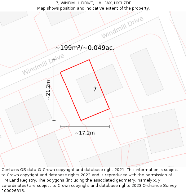 7, WINDMILL DRIVE, HALIFAX, HX3 7DF: Plot and title map