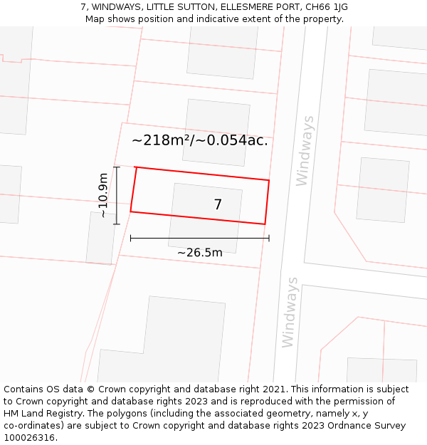 7, WINDWAYS, LITTLE SUTTON, ELLESMERE PORT, CH66 1JG: Plot and title map