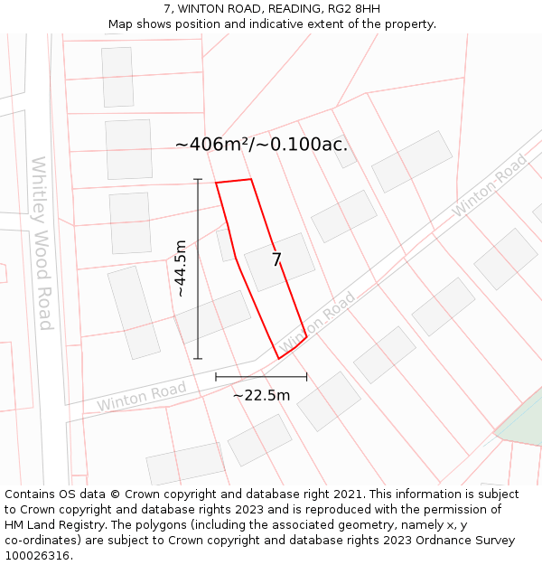 7, WINTON ROAD, READING, RG2 8HH: Plot and title map
