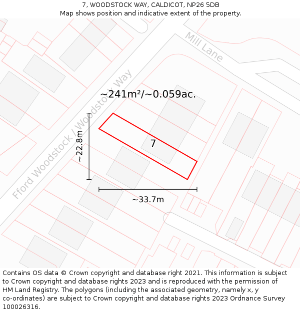 7, WOODSTOCK WAY, CALDICOT, NP26 5DB: Plot and title map