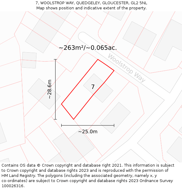 7, WOOLSTROP WAY, QUEDGELEY, GLOUCESTER, GL2 5NL: Plot and title map