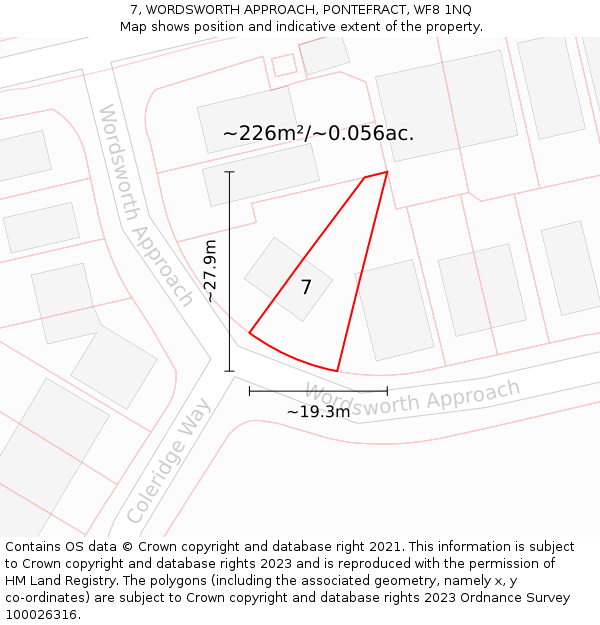 7, WORDSWORTH APPROACH, PONTEFRACT, WF8 1NQ: Plot and title map