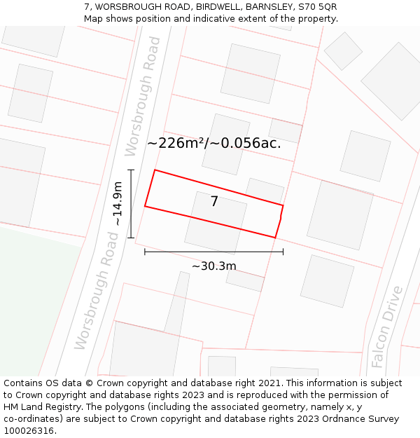 7, WORSBROUGH ROAD, BIRDWELL, BARNSLEY, S70 5QR: Plot and title map