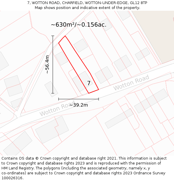 7, WOTTON ROAD, CHARFIELD, WOTTON-UNDER-EDGE, GL12 8TP: Plot and title map