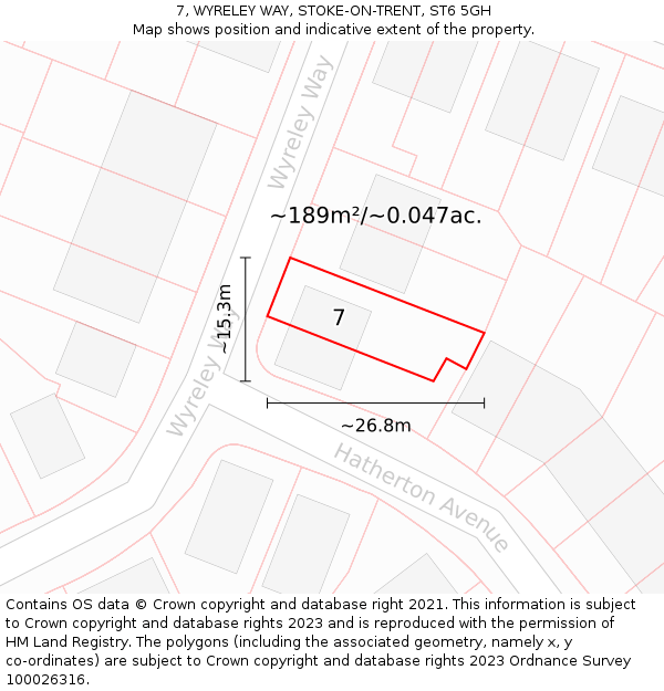 7, WYRELEY WAY, STOKE-ON-TRENT, ST6 5GH: Plot and title map