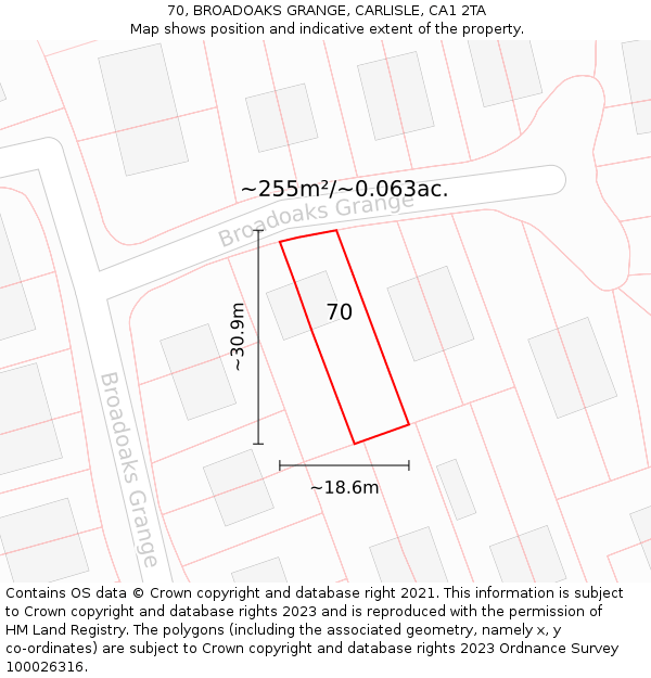 70, BROADOAKS GRANGE, CARLISLE, CA1 2TA: Plot and title map