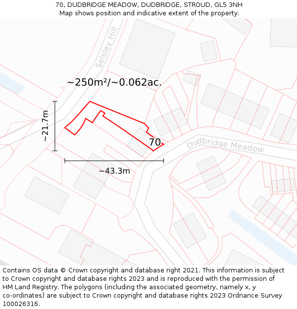 70, DUDBRIDGE MEADOW, DUDBRIDGE, STROUD, GL5 3NH: Plot and title map