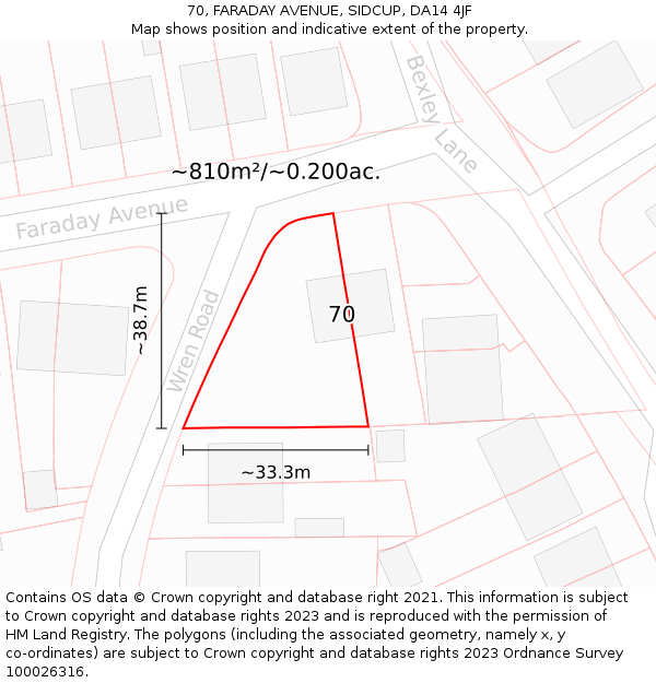 70, FARADAY AVENUE, SIDCUP, DA14 4JF: Plot and title map