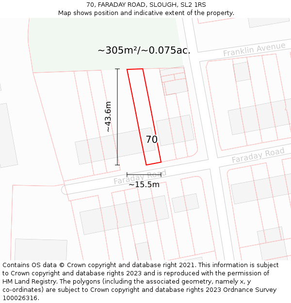 70, FARADAY ROAD, SLOUGH, SL2 1RS: Plot and title map