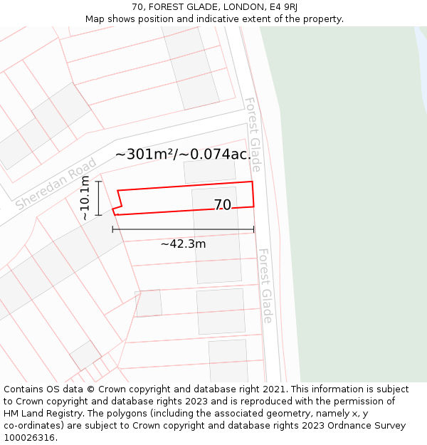 70, FOREST GLADE, LONDON, E4 9RJ: Plot and title map