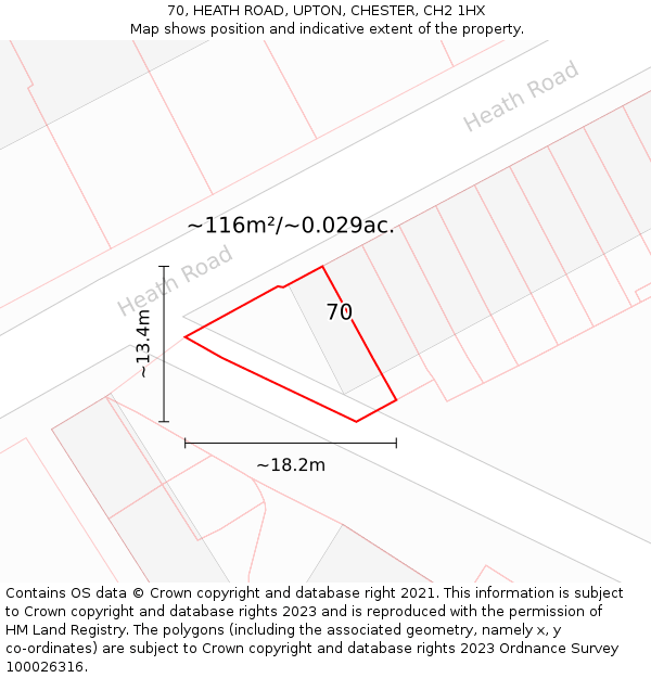 70, HEATH ROAD, UPTON, CHESTER, CH2 1HX: Plot and title map