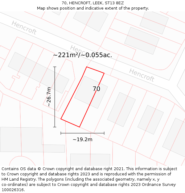 70, HENCROFT, LEEK, ST13 8EZ: Plot and title map