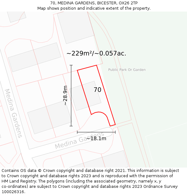 70, MEDINA GARDENS, BICESTER, OX26 2TP: Plot and title map