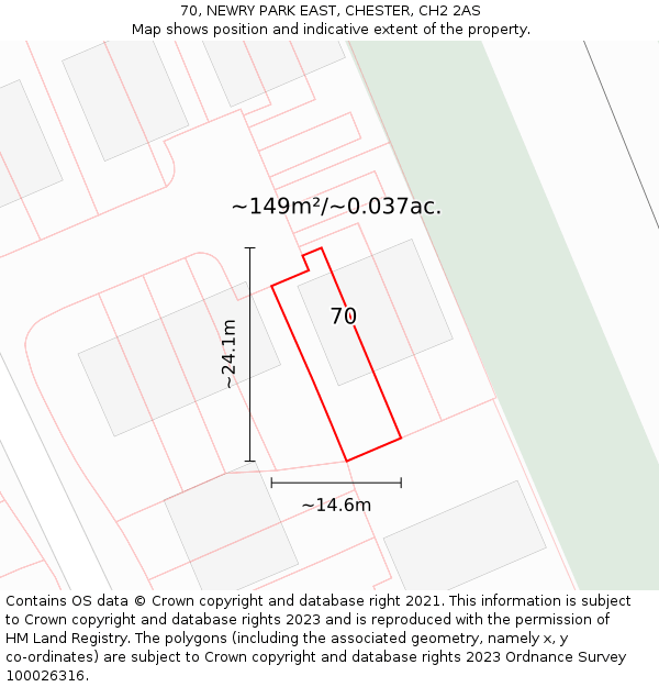 70, NEWRY PARK EAST, CHESTER, CH2 2AS: Plot and title map