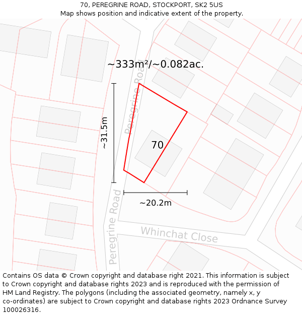 70, PEREGRINE ROAD, STOCKPORT, SK2 5US: Plot and title map