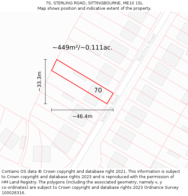 70, STERLING ROAD, SITTINGBOURNE, ME10 1SL: Plot and title map