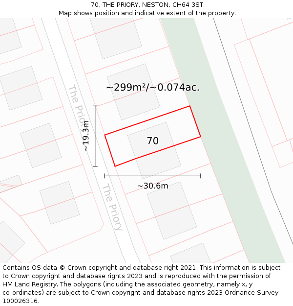 70, THE PRIORY, NESTON, CH64 3ST: Plot and title map