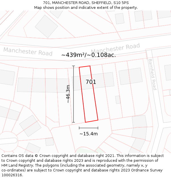 701, MANCHESTER ROAD, SHEFFIELD, S10 5PS: Plot and title map
