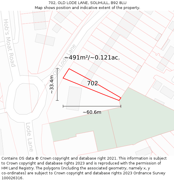 702, OLD LODE LANE, SOLIHULL, B92 8LU: Plot and title map