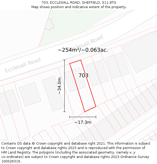 703, ECCLESALL ROAD, SHEFFIELD, S11 8TG: Plot and title map